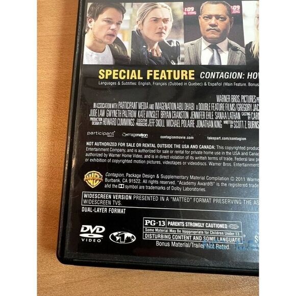 Contagion (DVD) PG 13 • Warner Bros • Ultraviolet Digital Copy Included - Picture 4 of 6